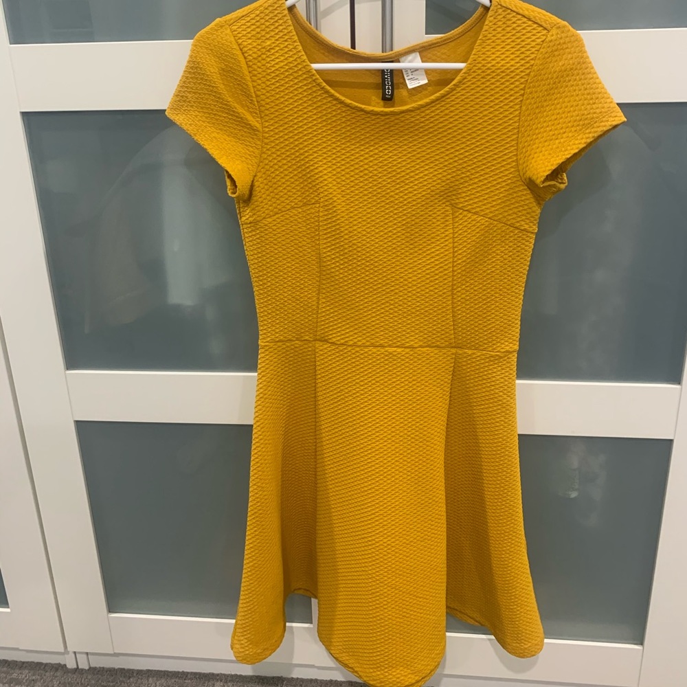 Yellow knit mini dress
